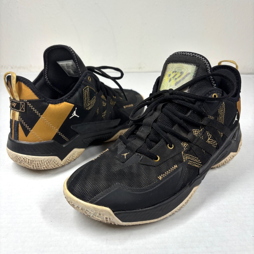 Nike Jordan One Take 2 Men‎ 11 Shoes Black Metallic Gold CW2457-007 EUC